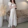 Real shot~ Lotus leaf edge bubble sleeve polka dot dress children's summer new French temperament waist dress
