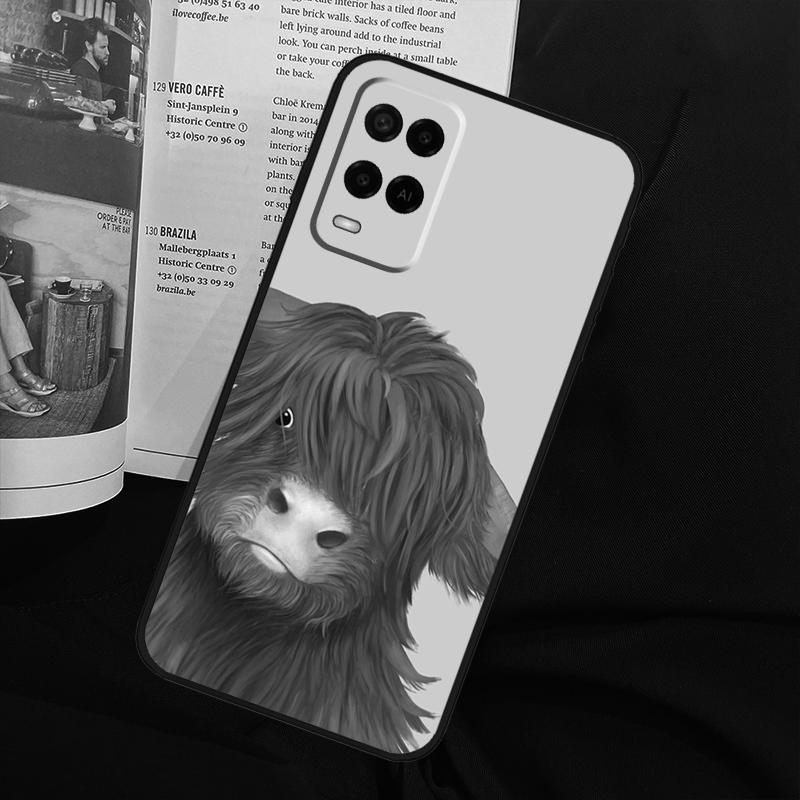 Cute Highland Cow For Oppo A74 A94 A54 A18 A38 A58 A78 A98 A40 A60 A80 A16 A76 A96 A15 A57S A17 A77 Phone Case
