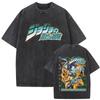 Washed Vintage Anime Jojo Bizarre Adventure Joseph Joestar Caesar Anthonio Zeppeli Print Tshirt Men Fashion Cartoon T Shirt Top