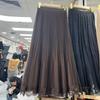 Retro Pleated Umbrella Skirt Women's 2025 Early Spring New High Waist Drape Lace Skirt Hemline Skirt