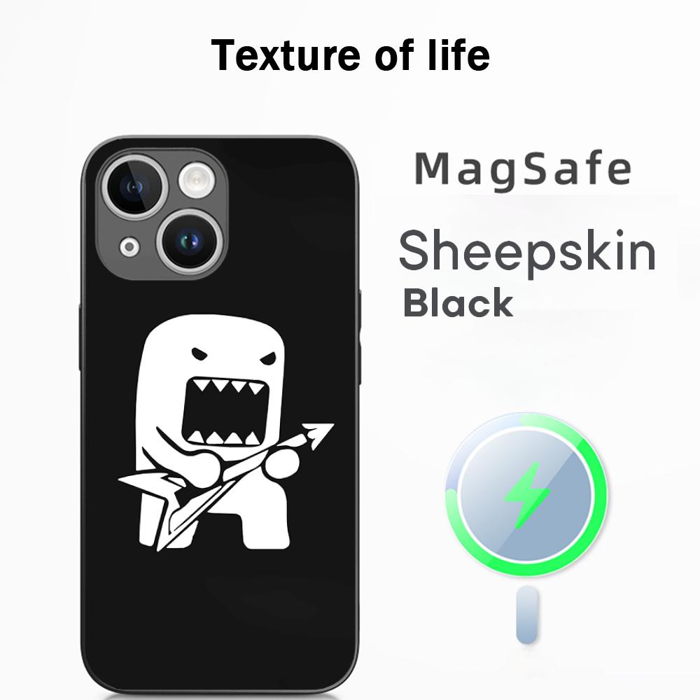 Domo kun new cute cartoon pattern Phone Case For iPhone 17 16 15 14 13 12 Plus Pro Max  High-end Luxury Magsafe Sheepskin
