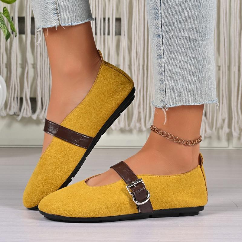 Woman Casual Single Shoes Round Toe Large Size Ladies Retro French Mary Jane Dress Ballet Flat Solid Comfortable Shoe Topsiders