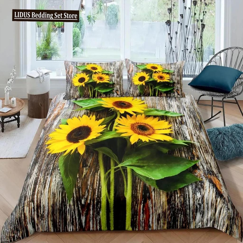 Wood Barn Door Duvet Cover Set Western King Size Rustic Bedding Set Wooden Board Farmhouse Country Style Polyester Quilt Cover