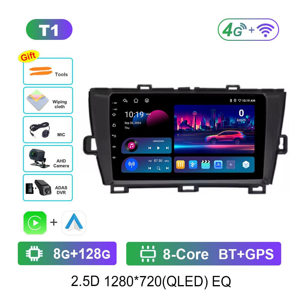 GPS Navigation Split Screen for Toyota Prius 3 XW30 2009 - 2015 Android 14 Car Audio Multimedia Player 4G WiFi BT Head Unit