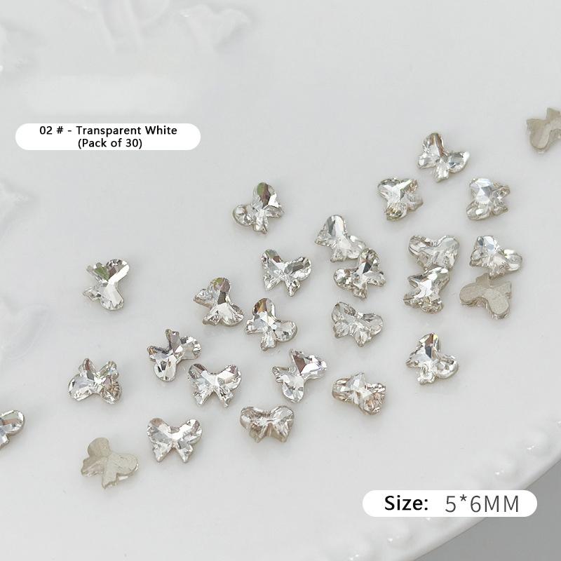 

30 шт. мини-бантик с яркими бриллиантами для ногтей, стереоскопические аксессуары для украшения ногтей, маникюрный салон, энтузиасты ногтей, сделай сам белый