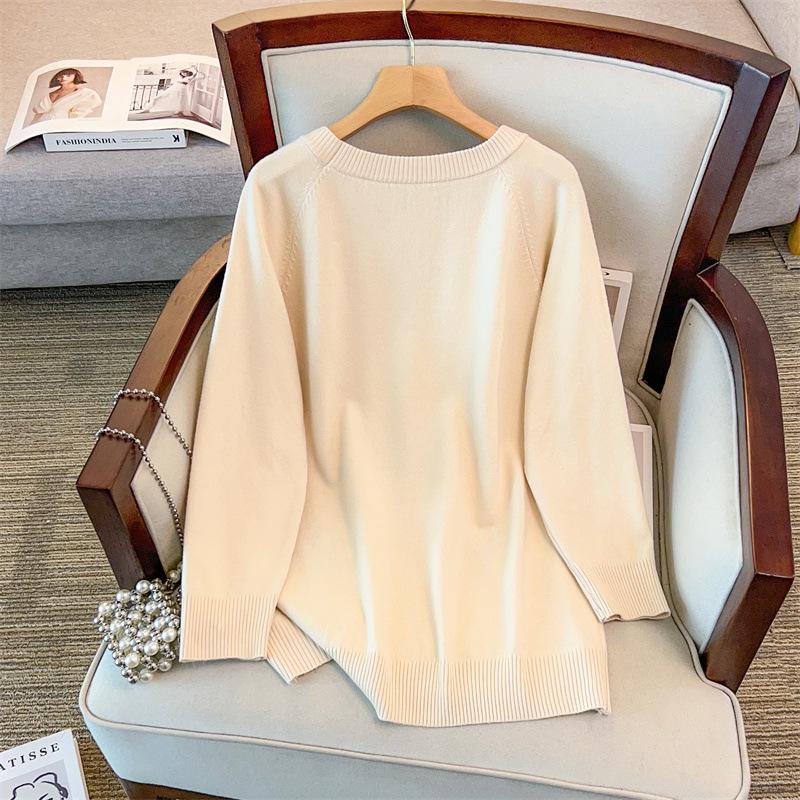 

Plus Size Women s Loose Round Neck Pullover Sweater, Bust Sizes 150/160, Style 350-8092 6XL бежевий