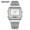 Fashion Sanda 3393 Electronic Quartz Watch Multifunction Dual Display Clock Luminous Casual Mens Women Unisex Time Digital Watch