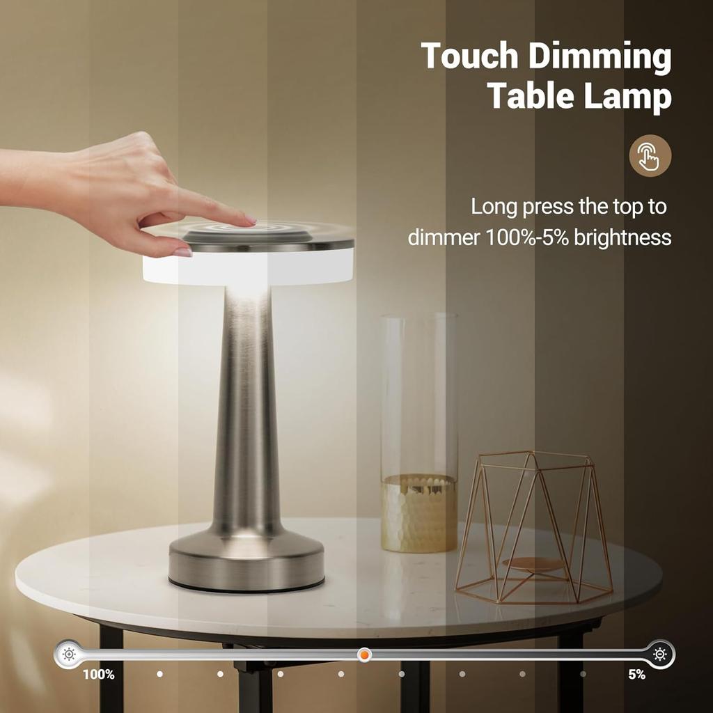 Table Lamp LED Touch Sensor Desktop Night Light Rechargeable Wireless Reading Lamp for Restaurant Hotel Bar Bedroom Decor Light