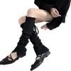 Ribbed Knit Thigh High Footless Long Socks with Button Detail Split Designs Over Knee Leg Warmers for Dance Enthusiasts
