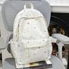 Casual Student Backpack With Nylon Material And Flower Print For Travel And School Use