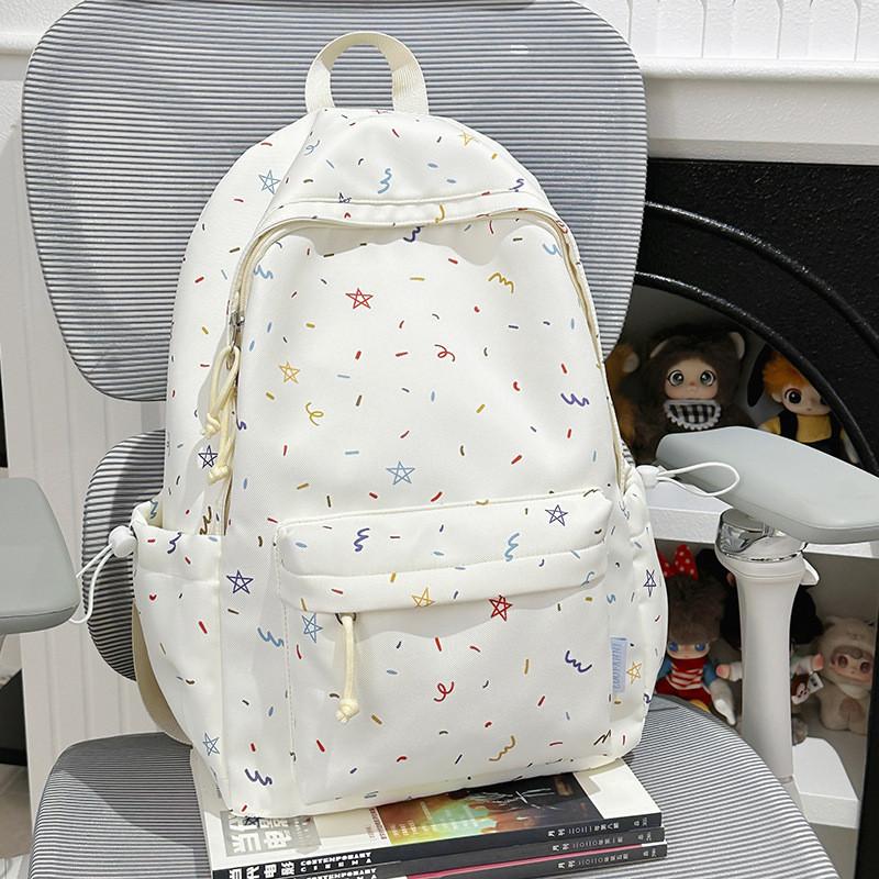 Casual Student Backpack With Nylon Material And Flower Print For Travel And School Use