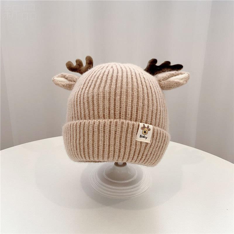 Infants and Toddlers Knitted Wool Hat Autumn and Winter Children's Christmas Antlers Thickened Warm Hat Ear Protector Pullover Hat 2080-1