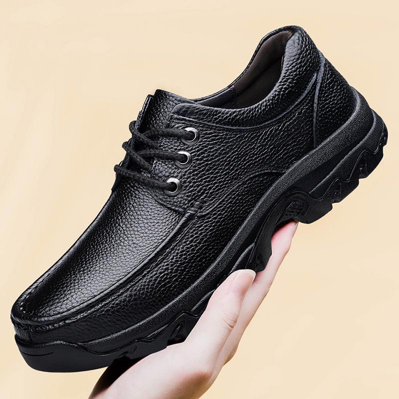 Leather shoe Outdoor Casual Men Shoes lace up Adult Black dress Autumn Winter shoes Wear-Resisting big size 48 49 50 51