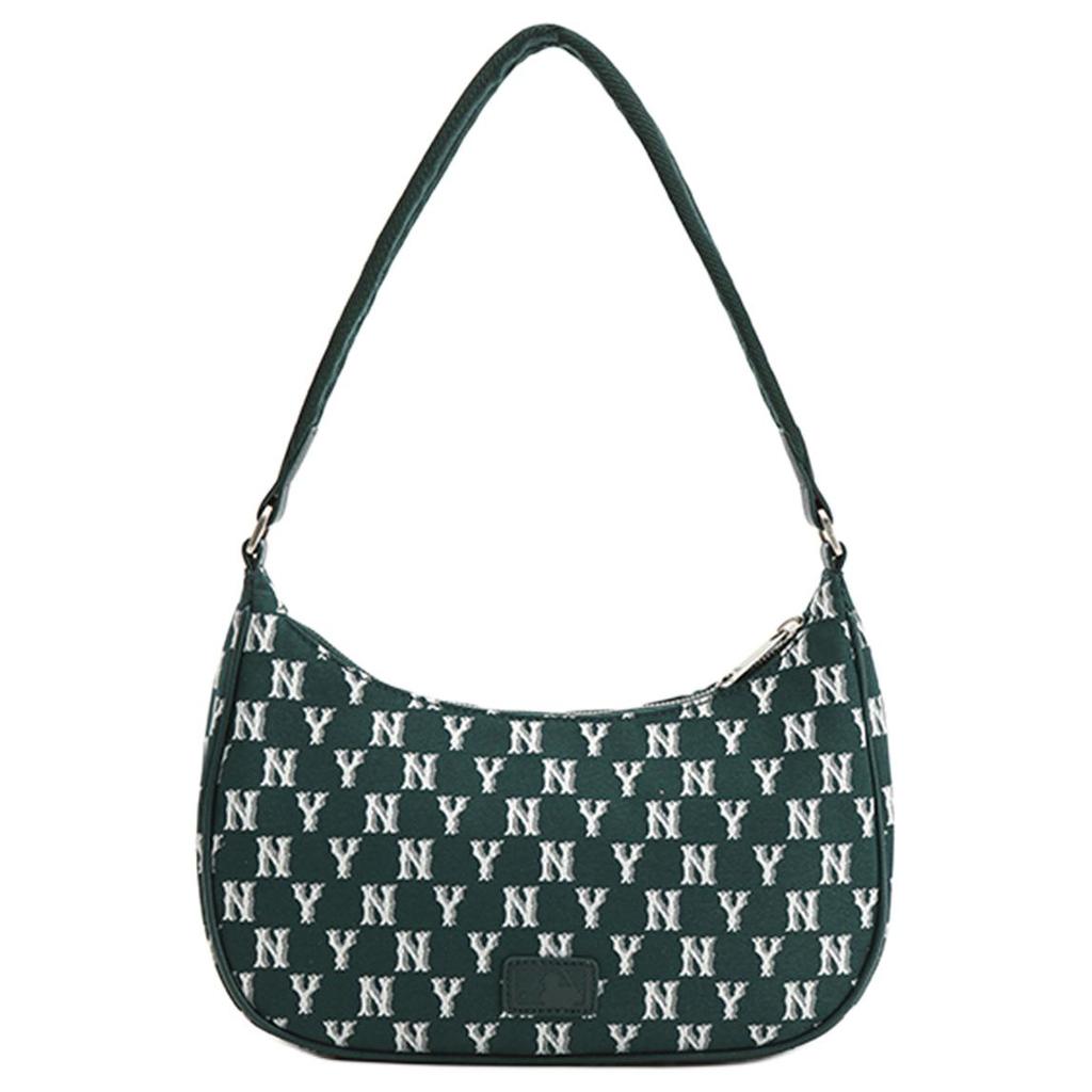 New MLB Artificial Leather Hobo Bag Shoulder Bag Handbag Shoulder Bag Unisex Dark Green 3ABQS102N-50GND