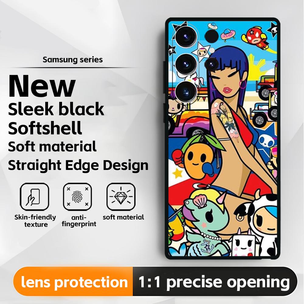 Japan Cute T-Tokidoki Phone Case For Samsung Galaxy S25 S24 S23 S22 S21 S20 Plus Ultra Note20 Soft Black