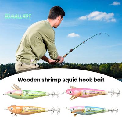 Squid Jig Bait Simulation 3D Fisheye Sharp Squid Hook Prevent Escape Cuttlefish Fishing Artificial Shrimp Bait Artificial Lure Bait for Sea Fishing