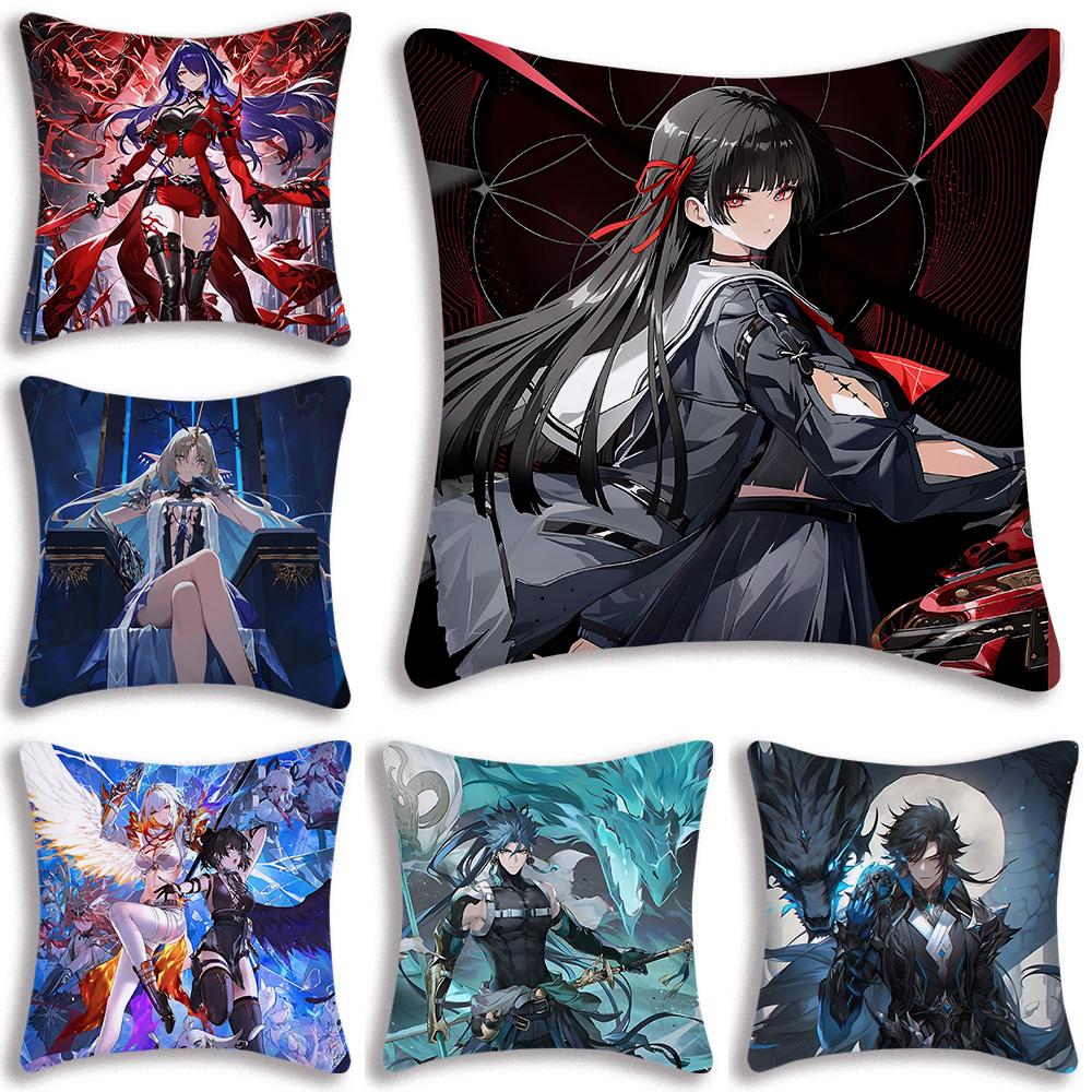 Game Wutherings W-Waves Pillow Covers Cartoon Sofa Decorative Home Double-sided Printing Short Plush Cute Cushion Cover