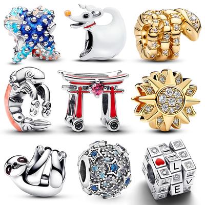 Cuentas con Dijes Originales de Perrito Blanco, Camarón Mantis y Perezoso para Pulsera y Collar de 3 mm para Mujer Joyería de Lujo para Hacer Manualidades Regalo