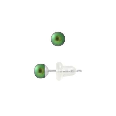 Ohrringe - - Echte Zuchtperlen - 4-5mm - Intensives Grün - 9 Karat Weißgold