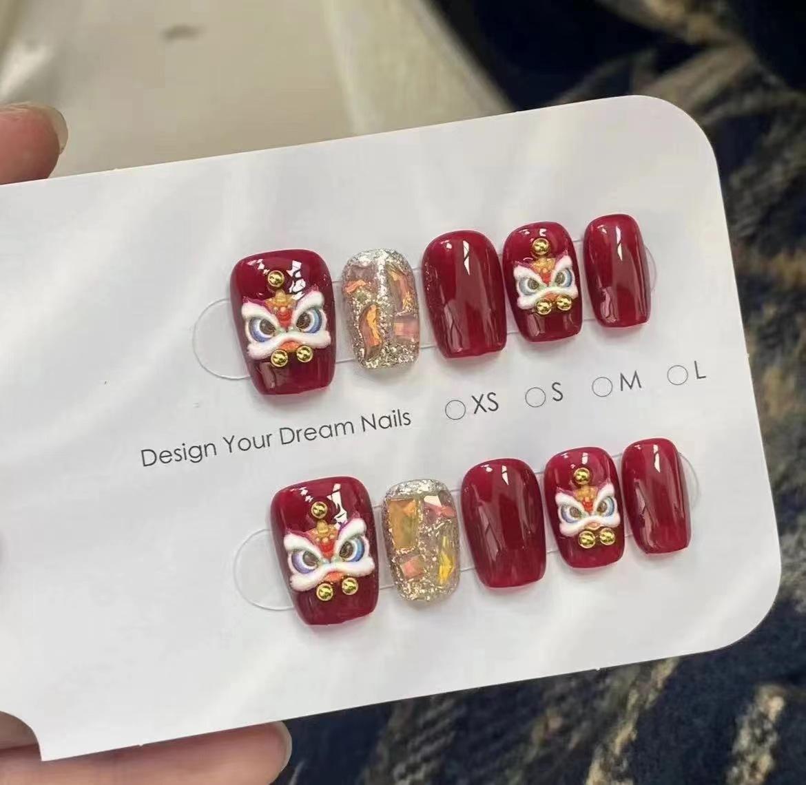 

Чисто ручная работа Фототерапия Носимая броня и Броня Льва Готовое изделие Многоразовые накладки для ногтей extra small