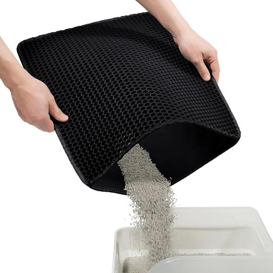 EVA Kattesandmatte Dobbelt Lag Stor Hull Anti-skli Sandskål Filtermatte Effektiv Rengjøring Pustende Design Kattetilbehør