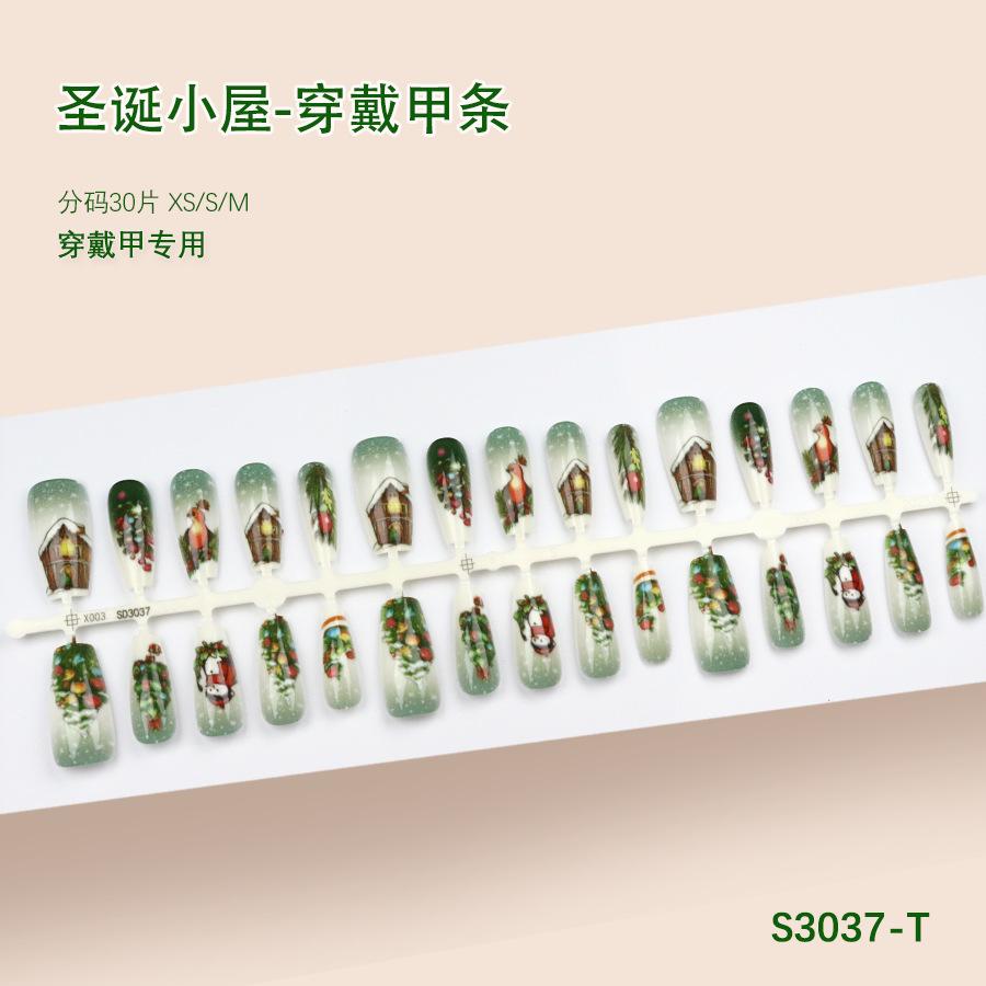 Winter Sweet Cartoon Christmas Wearing Nails Snowflake Santa Claus Nail Art Fake Nail Patch Christmas Collection