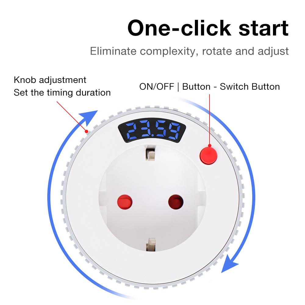 AC230V EU Plug Countdown Timer Socket 12/24Hours Timer Switch Charging Plug Timing Control Outlet for Household Lighting