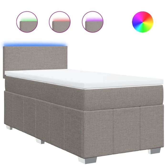 VidaXL Sommier à lattes de lit avec matelas Taupe 90x190 cm Tissu 3289220