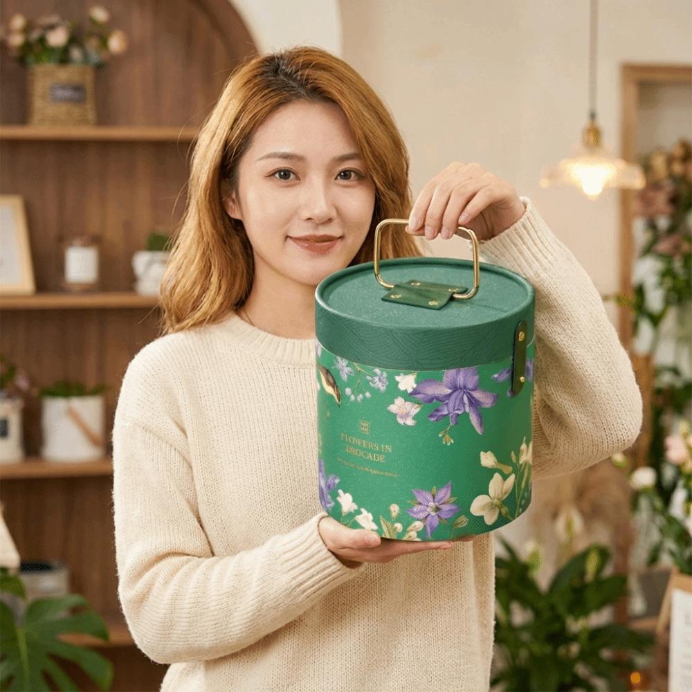 Hot Stamping Process Rice Dumpling Gift Box Traditional Handheld Round Bucket  Wedding