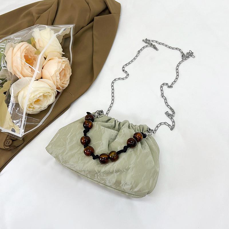 Trendy Women's Beaded Handbag Stylish Chain Crossbody Bucket Bag In Various Colors