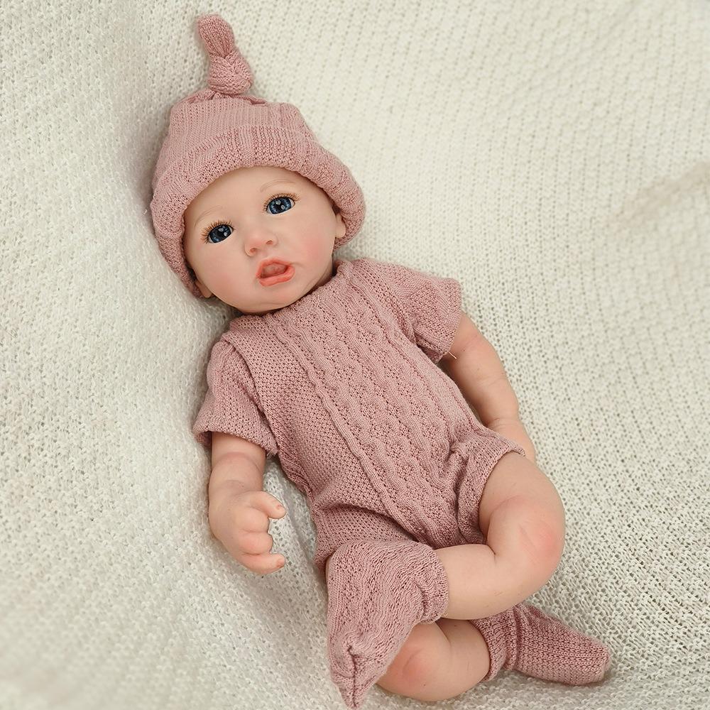 Soft Elastic Pure Silicone Solid Full Body Reborn Doll Saskia Lifelike Cuddly Finished Emulation Doll Hand Painted Hair Baby Doll Kid Bedtime Play Toy