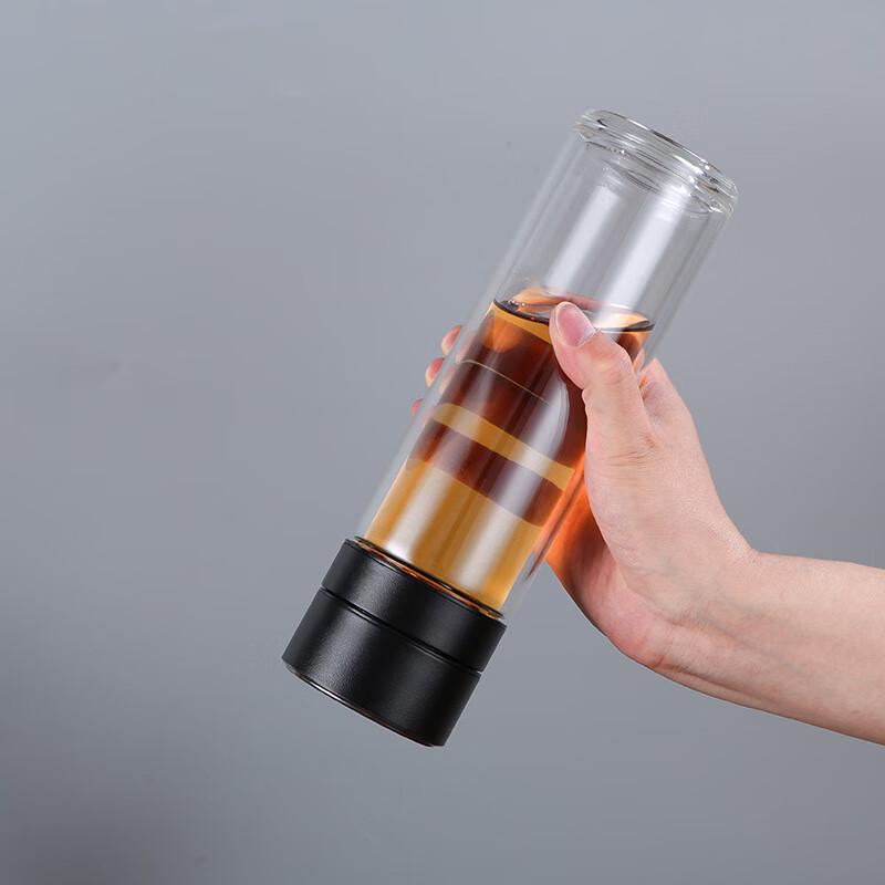 SX Men's Double-Layer Glass Tea Infuser Bottle