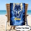 Custom Name Electric Wolf Spirit Microfiber Beach Towel Super Soft & Absorbent for Bath, Beach, Travel  Bath Time Accessory, Fan gifts