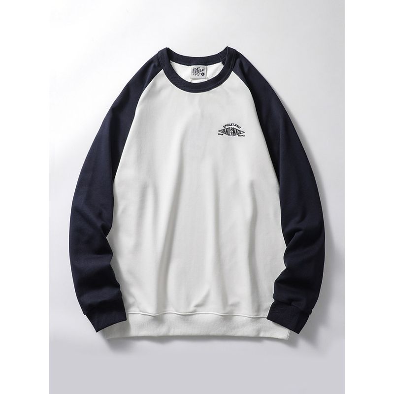 Contrast Color Raglan Terry Spring and Autumn Export Casual Embroidery