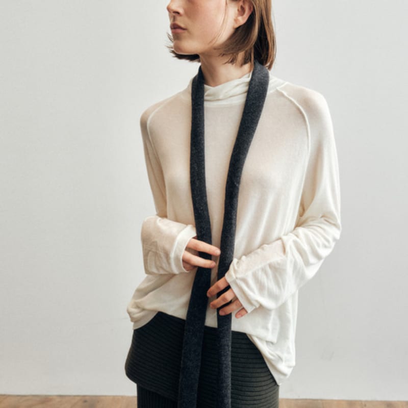 

CITTA Wool Blended Knit Tie Muffler_CTA935(Charcoal) Charcoal