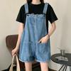 Summer Vintage Blue Jean Jumpsuit Women's Cotton Wide Legs Bib Overalls Women Personality Denim Rompers