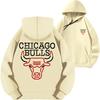 Bulls BULLS Pulover cu glugă și imprimeu litere Stil larg Haine de toamnă Top gros din lână pentru baschet