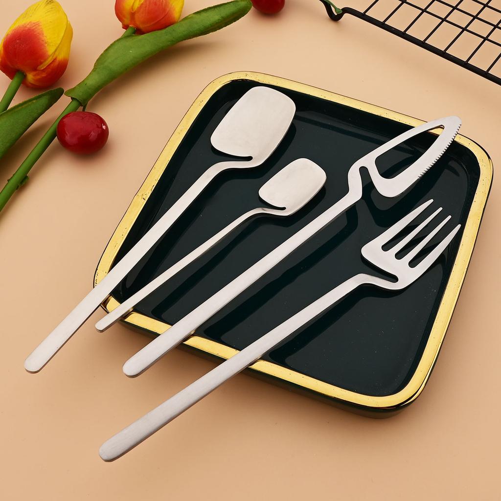 Silverware Set Satin Finish 24-Piece Stainless Steel Flatware Set Kitchen Utensil Set Service for 6 Dishwasher Safe