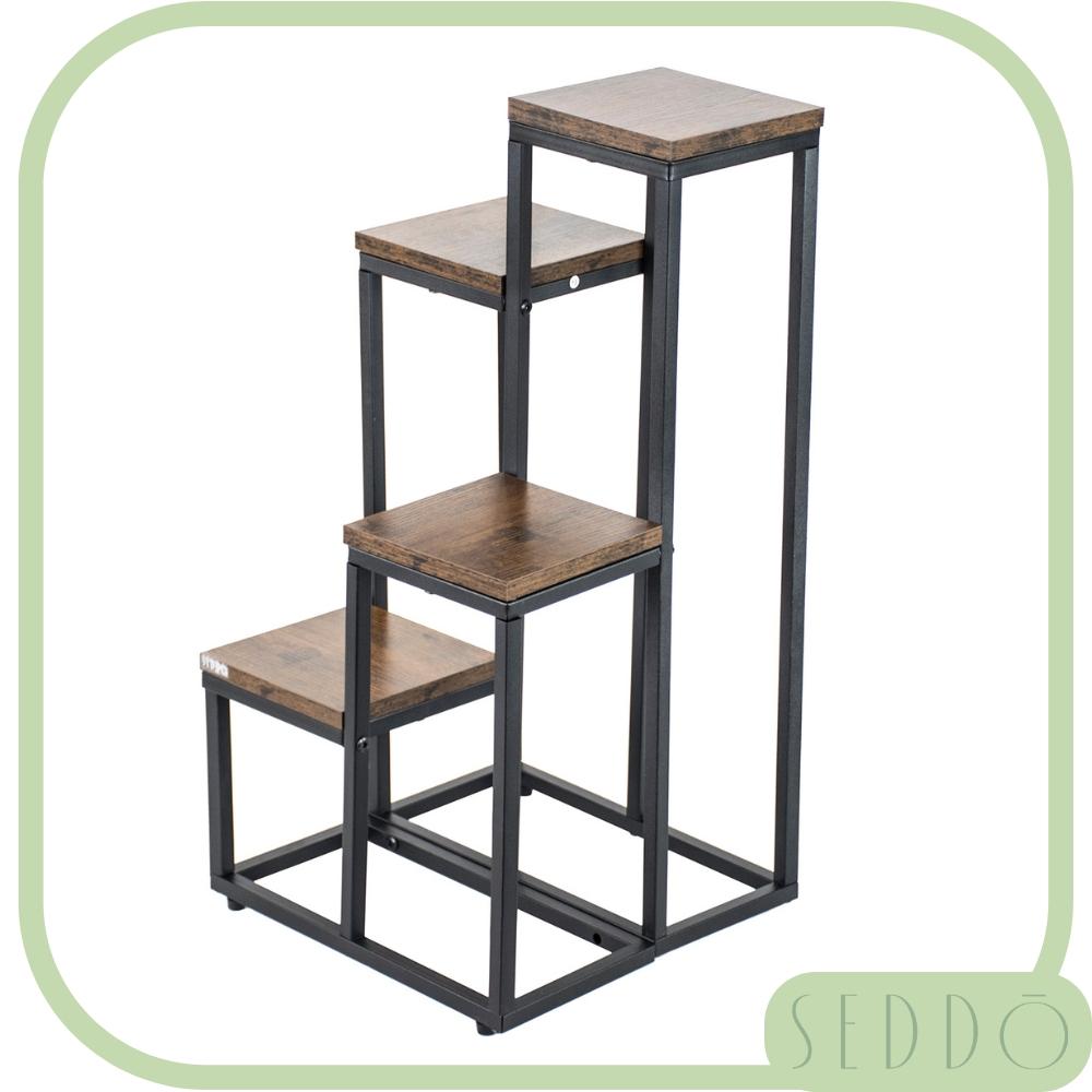 Portafiori, scaffale per fiori, piante, vasi, autoportante, 4 ripiani, loft