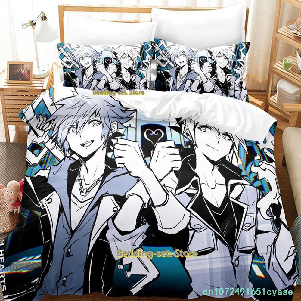 The World Ends With You Sakuraba Neku Bedding Set Cartoon Anime Three-piece Set Adult Kid Bedroom Duvetcover Sets 3D Kawaii Cool