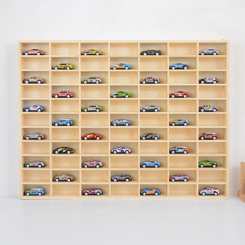 Wooden Multi-grid Box Car Storage Display Box Hand-held Storage Box Multi-layer Display Cabinet Wall Toy Display Rack