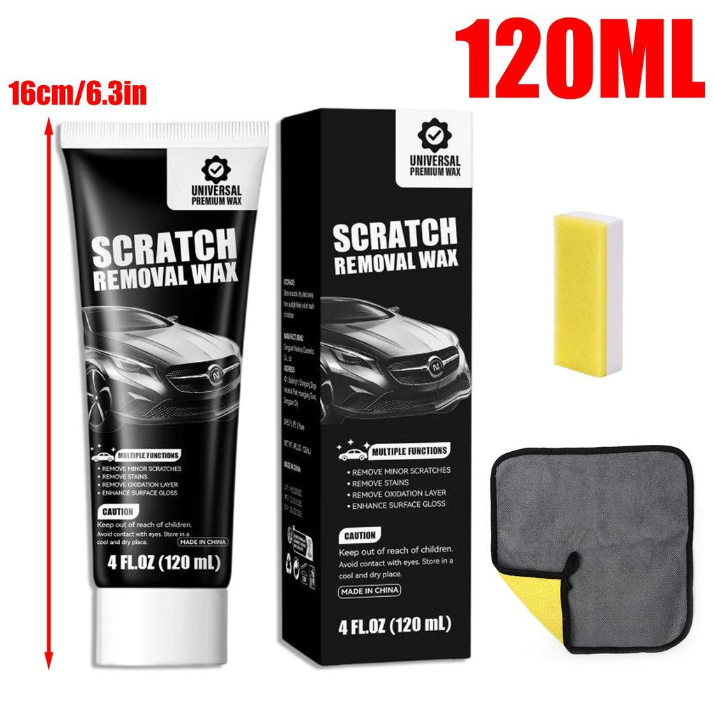 120ml Car Scratch Remover Wax Universal Repair Polishing Compound for Deep Scratches with Sponge and Cloth Scratch Removal Wax