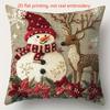 4pcs Christmas Pillow Covers - Traditional Holiday Decorations with Santa, Snowman, Reindeer - Zipper Closure Cushion Cases