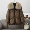 Fashion Short Loose Cotton Coat with Large Fur Collar Thickened Clothes