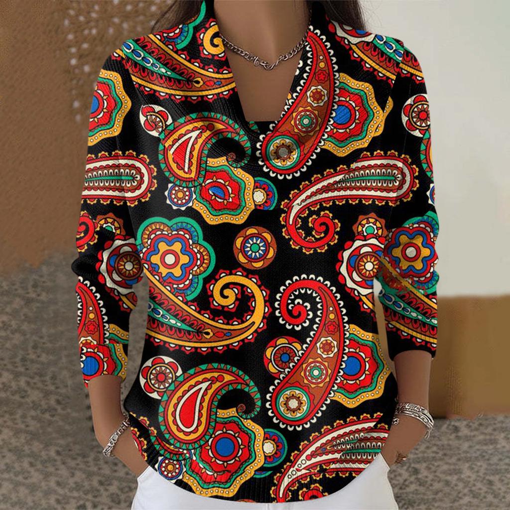 Dam Casual Och Moderiktig Rundhals Långärmad Tryckt Topp Tröja