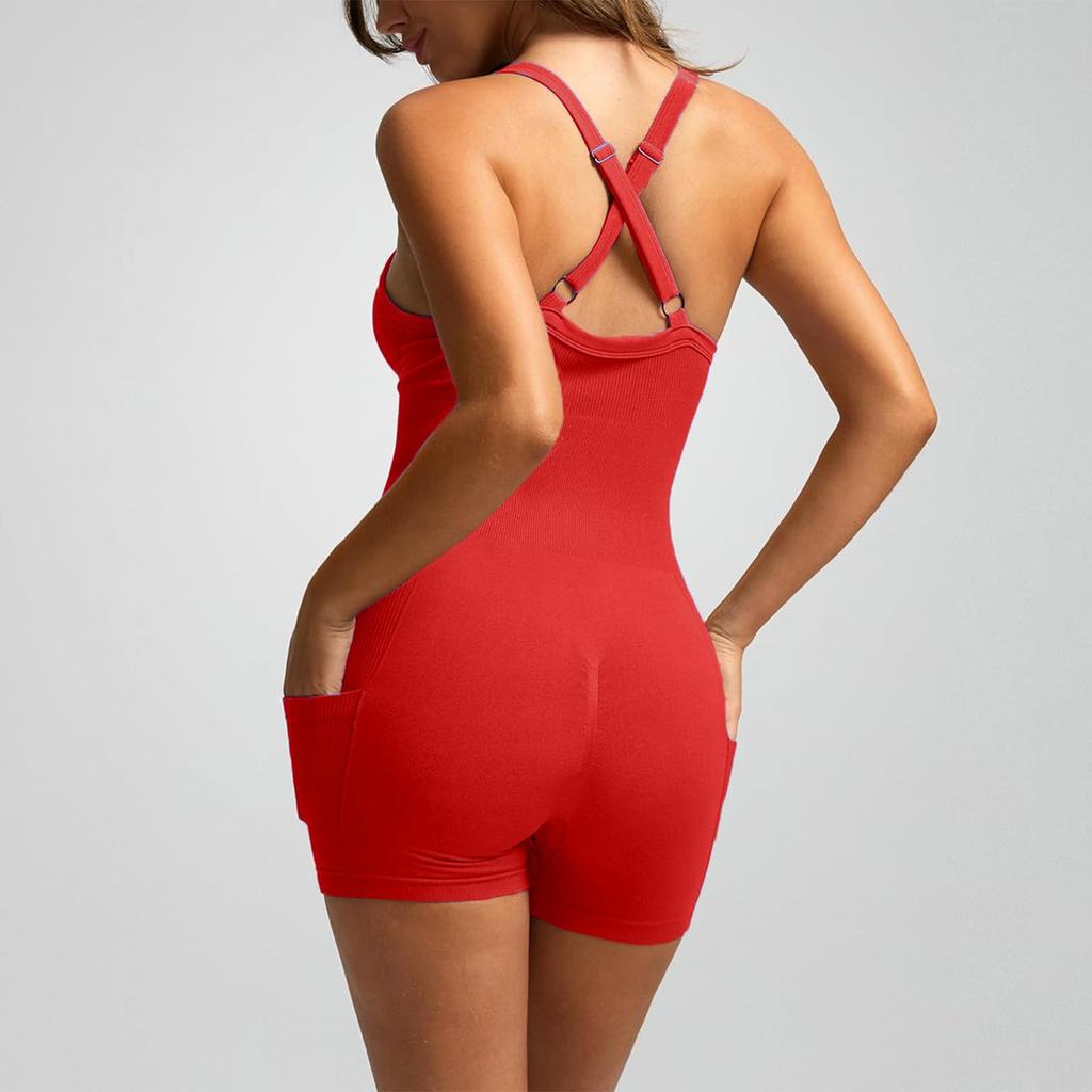 Women's Fashionable Color Round Neck Tight Back Yoga Suit Yoga Jumpsuit