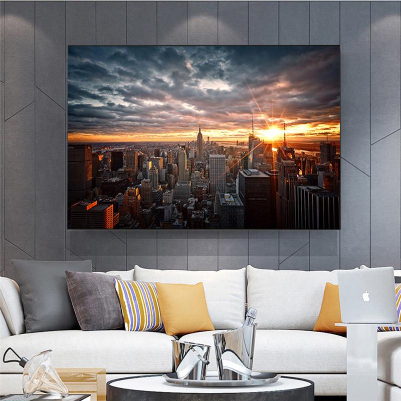 New York City Sunset View Canvas Paintings On The Wall Art Posters and Prints Cuadros Skline of Manhattan Wall Pictures Home