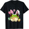 Frog Easter Bunny Eggs Graphic Tee Soft Cotton Crew Neck T-Shirt Holiday Gift