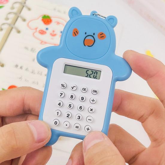 Pocket Calculator Fast Response Portable Counting LED Large Screen Cartoon Cute Bear Fashion 8-Digit Mini Calculator for School