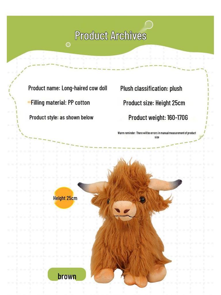 Highland Cow Plush Toy - Scottish Simulated Highland Cattle Doll